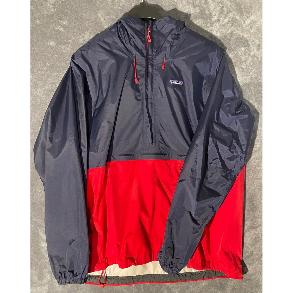 Patagonia Torrentshell Pullover Jacket Navy Blue Red Colorblock Men XL Rain Coat
